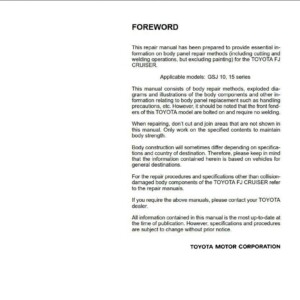 Toyota FJ Cruiser 2007 Body Repair Manual