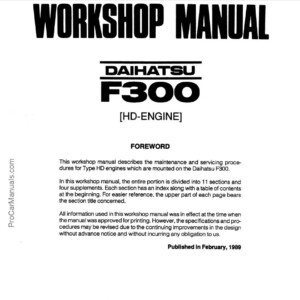 Daihatsu Feroza F300 HD Engine Workshop Manual