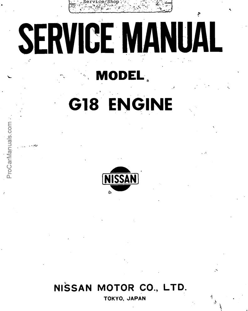 Datsun 1800 Model G18 Engine Service Manual – Download In PDF For Free