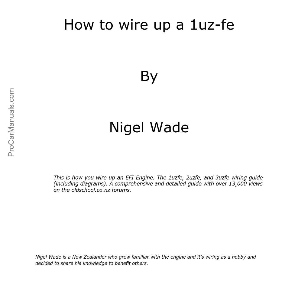 How To Wire Up A 1uzfe 2uzfe And