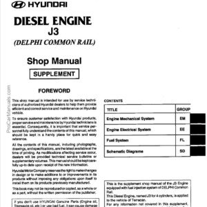 Hyundai Diesel Engine Terracan J3 Shop Manual