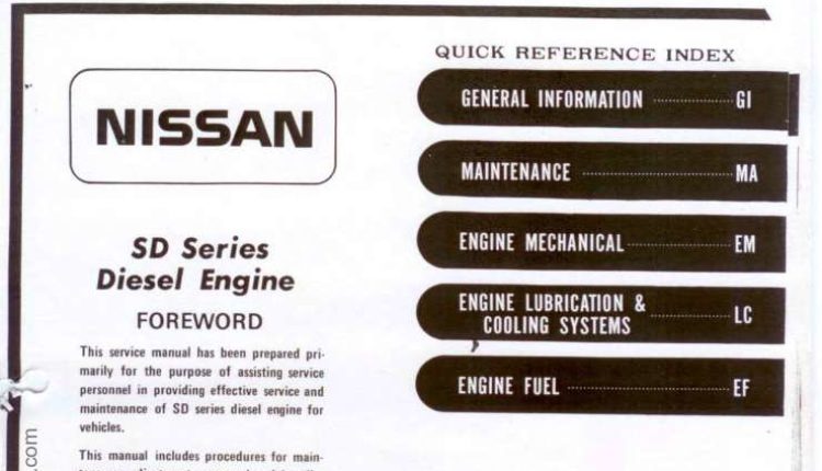 Nissan SD Series Diesel Engine Service Manual