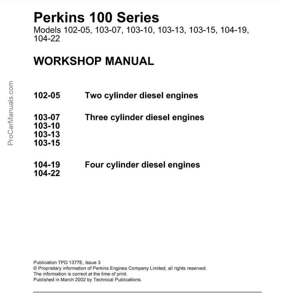 perkins engine 2500 series workshop manual