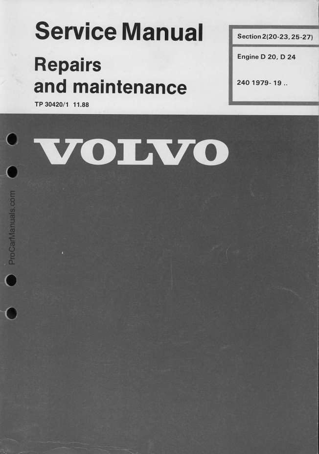 Volvo Engine D20 D24 Service Manual Repairs and Maintenance