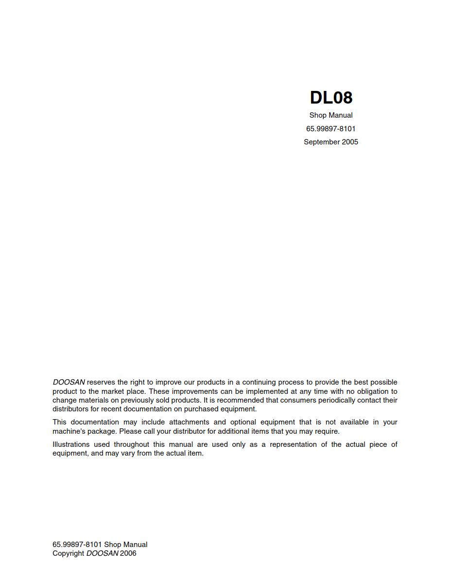 DAEWOO Diesel Engine DL8 MAINTENANCE MANUAL