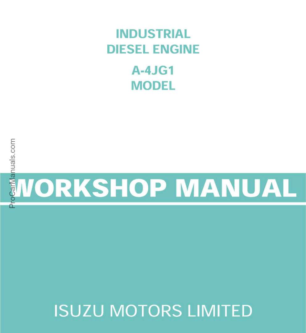 Isuzu Industrial Engine A-4JG1 1999-2005 Workshop Manual