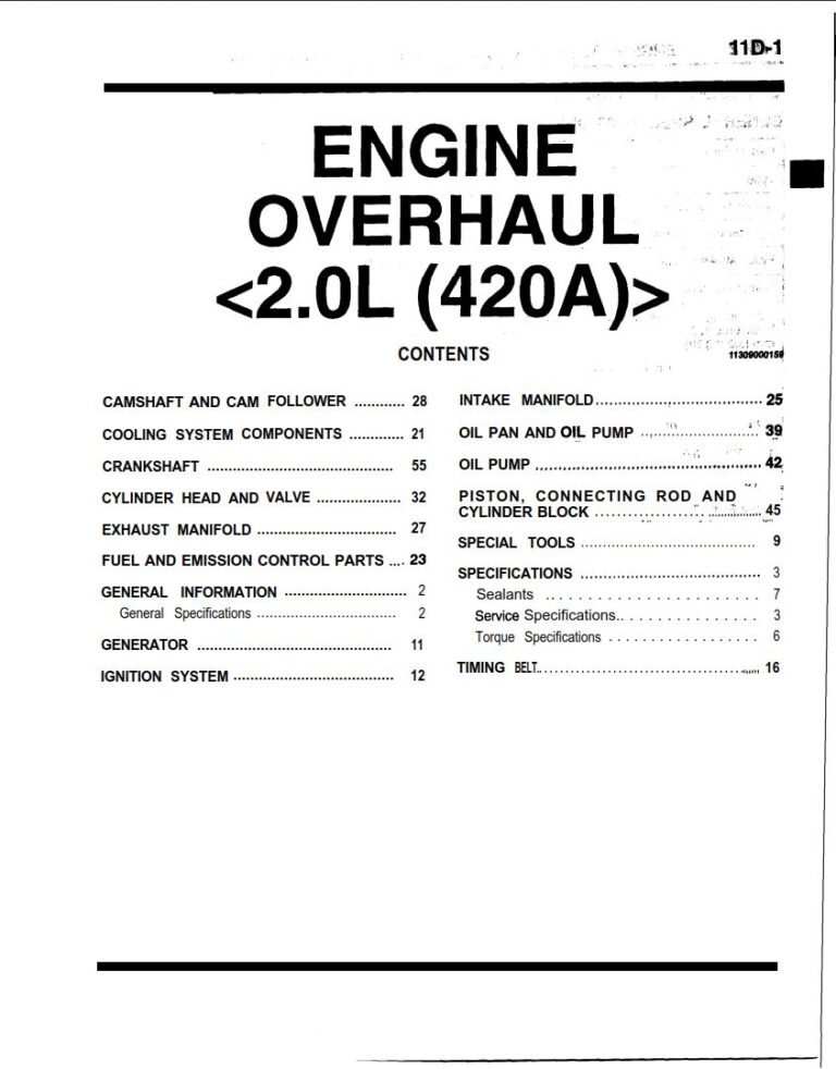 PDF ONLINE - Mitsubishi 420A Engines Repair Manual - DIY & Guides