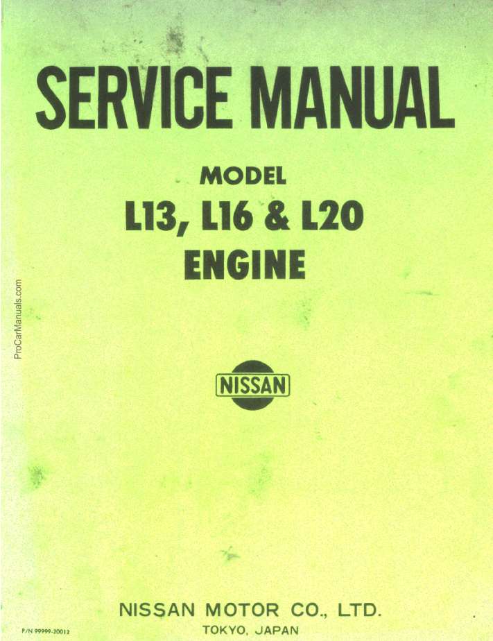 NISSAN/DATSUN. Engines model L13, L16 & L20. Service mamual