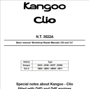 Renault Clio – Special notes about Kangoo-Clio fitted with D4D and D4F engines