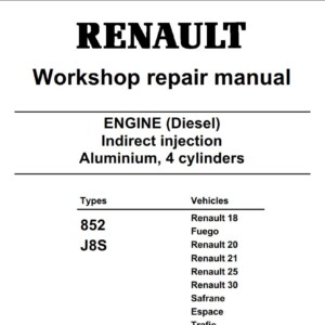 Renault Engine Type 852 J8S Workshop Manual
