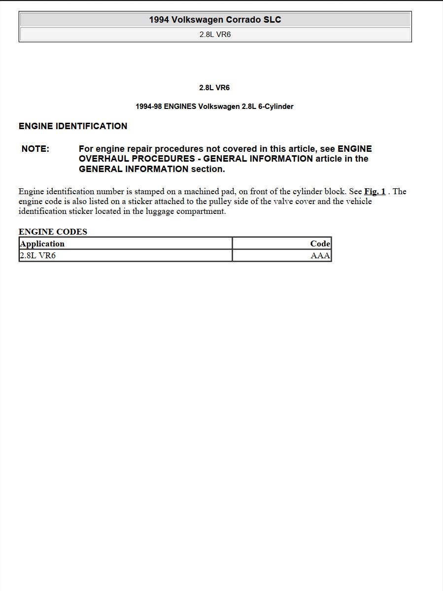 Volkswagen Corrado SLC AAA Engine Repair Manual
