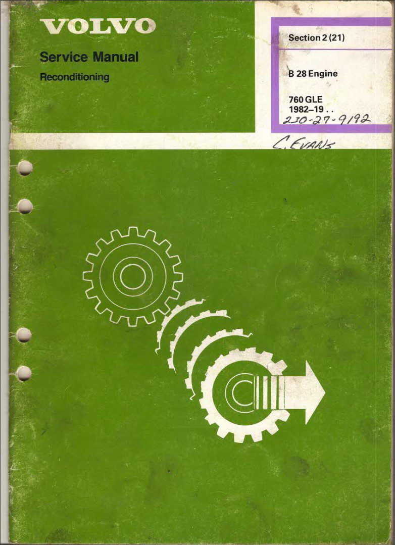 Volvo 700 series B28 1982 Service Manual Engine