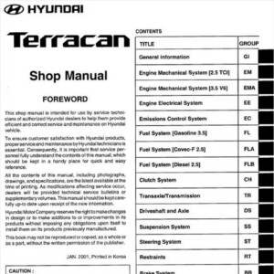 Hyundai Terracan 2002 Shop Manual (AH1E-EG11 A)