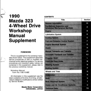 Mazda 323 4-Wheel Drive 1990 Workshop Manual Supplement