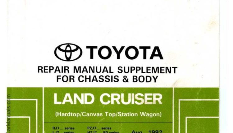 Toyota Land Cruiser RJ7, LJ7, FZJ7, PZj7, HZJ7, HDJ 80 Repair Manual (RM315E)