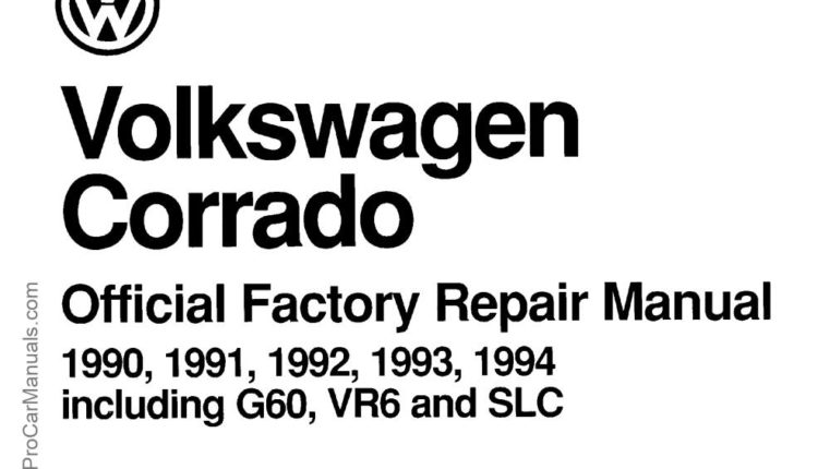 Volkswagen Corrado 1990 -1994 including G60, VR6 and SLC Official Factory Repair Manual