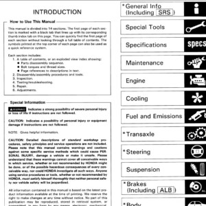 Acura Legend 1991 - 1995 Service Repair Manual