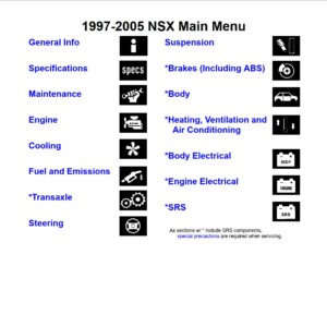Acura NSX 1997 - 2005 Service Repair Manual