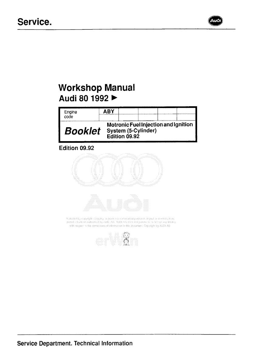 Audi 80 1992 Workshop Manual