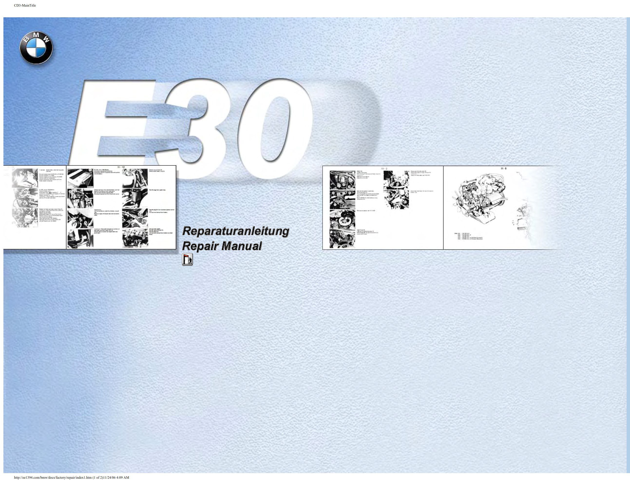 BMW E30 models 1982 - 1991 Factory Repair Manual