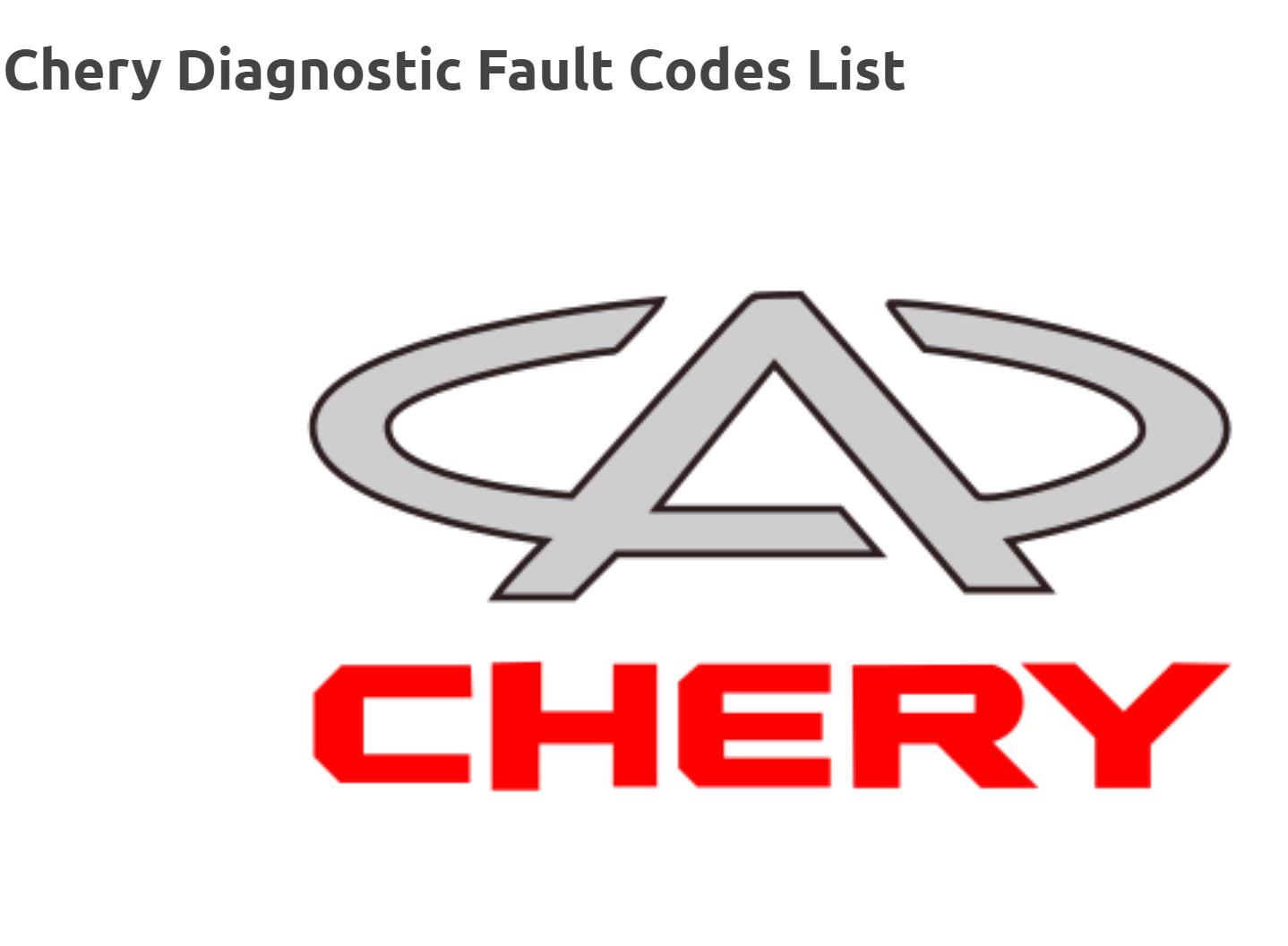 Chery Diagnostic Fault Codes List