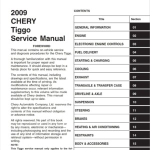 Chery Tiggo 2009 Service Manual