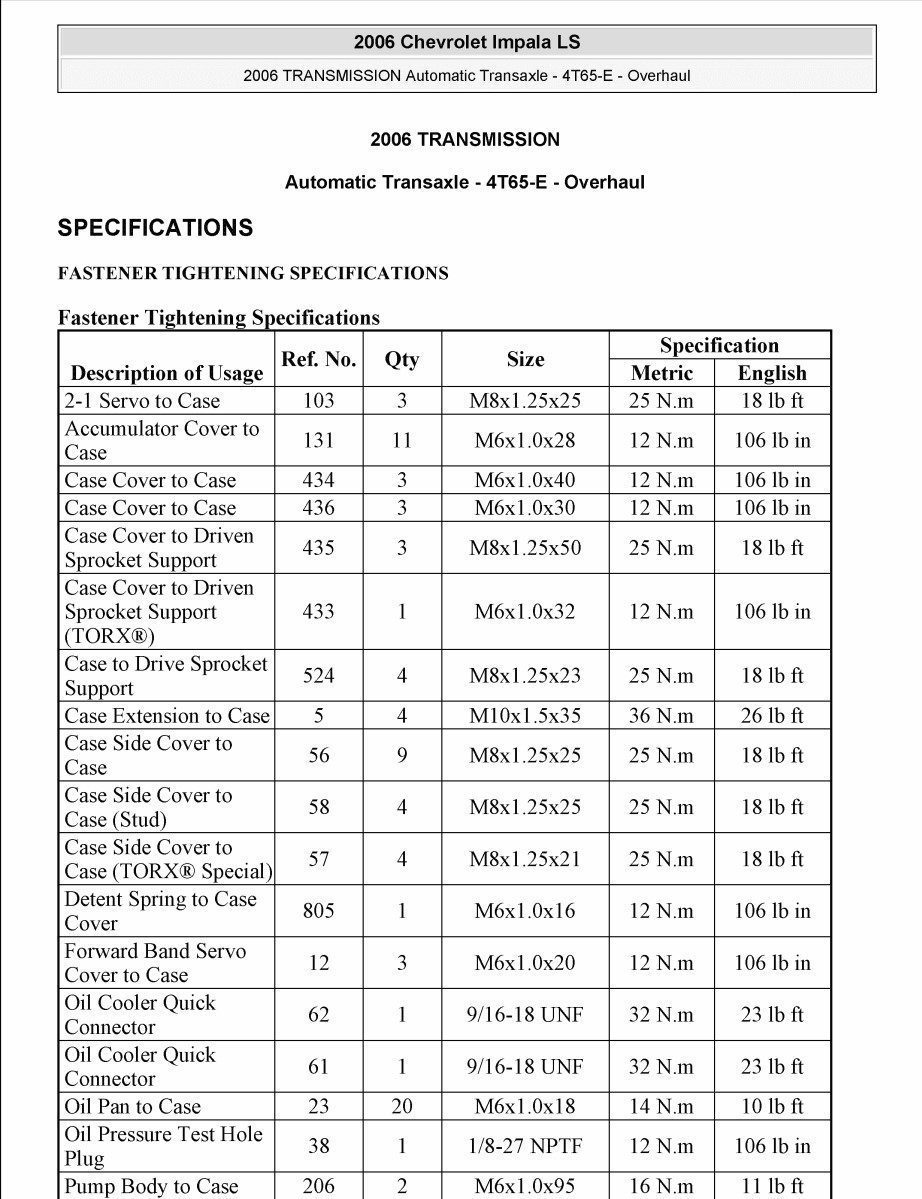 Chevrolet Impala 2006 - 2010 Factory Service Repair Manual