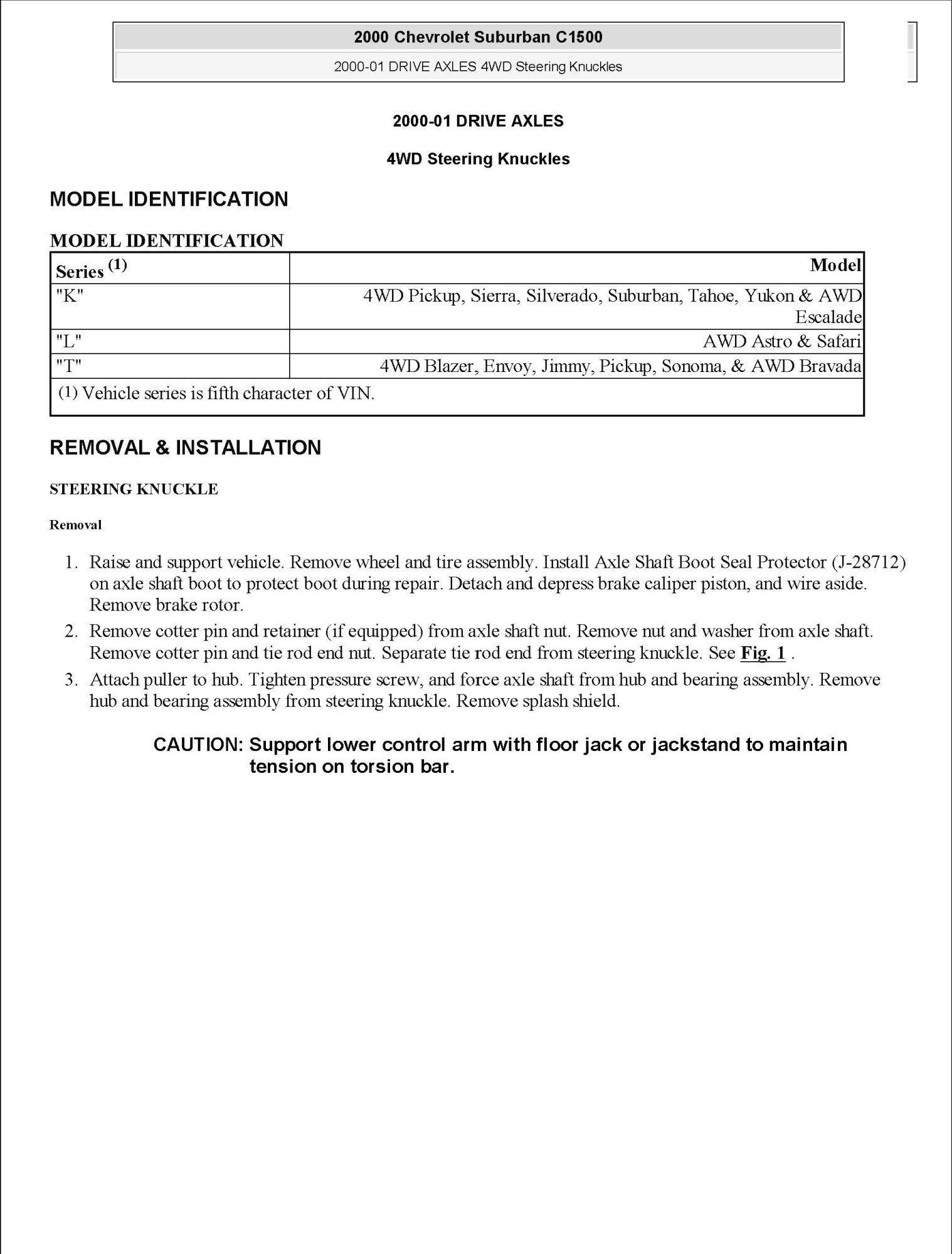 Chevrolet Suburban 2000 - 2006 FACTORY Service Repair Manual