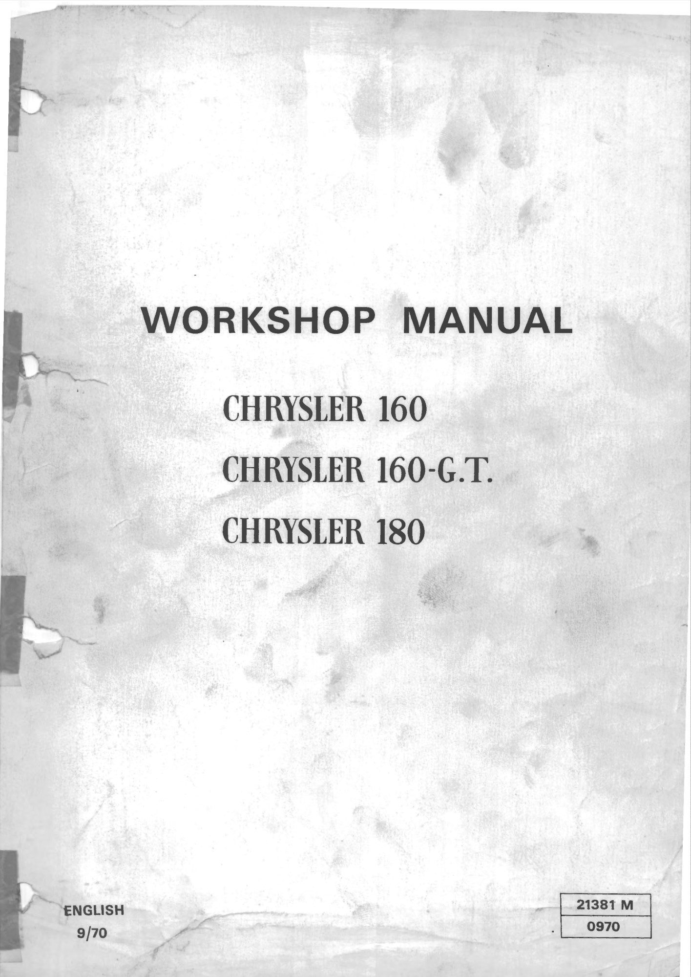 Chrysler 160 160-G.T. 180 Workshop Manual