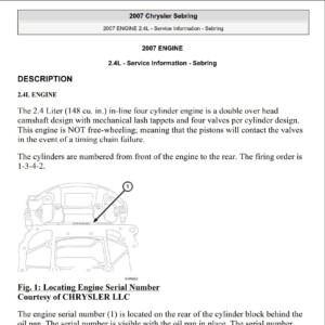 Chrysler JR Sebring and Stratus Sedan Convertible 2007 Service Manual