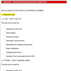 Citroen AL4 Automatic Transmission – Fault Codes Finding