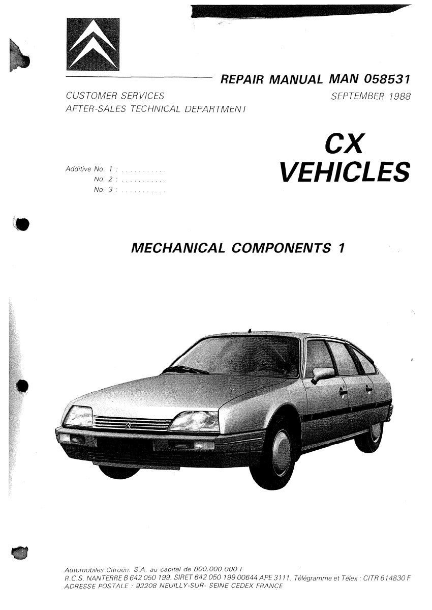 Citroen CX 1988 Service Repair Manual