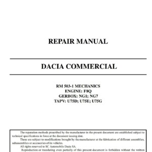 Dacia 1304 1305 1307 Pick-UP Engine F8Q 2004 Repair Manual