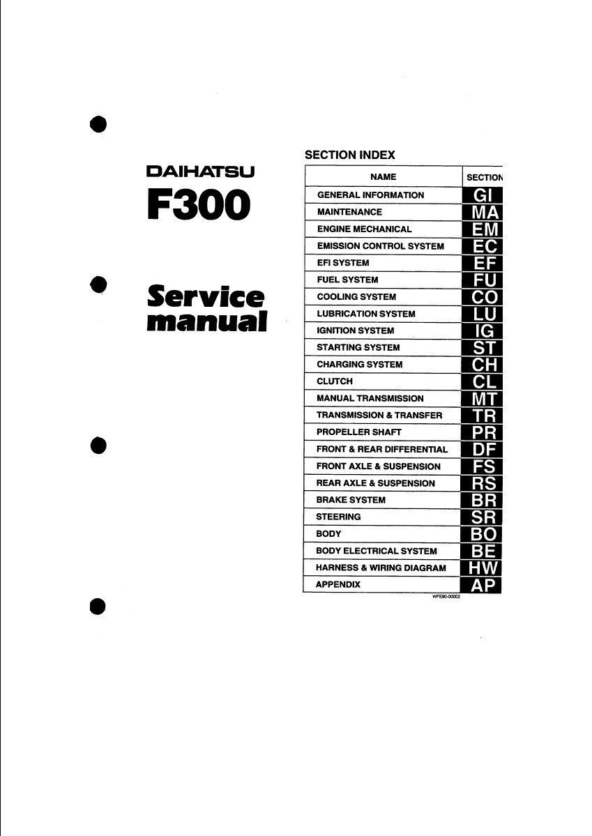 Daihatsu F300 Workshop Service Repair Manual