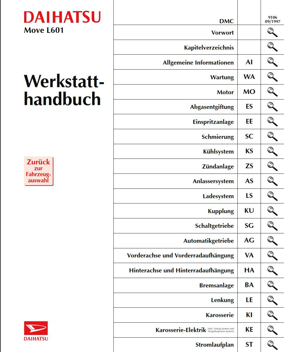Daihatsu Move L601 Werkstatthandbuch