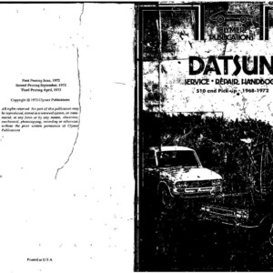 Datsun 510 and Pick-up 1968 - 1972 Service Repair Handbook