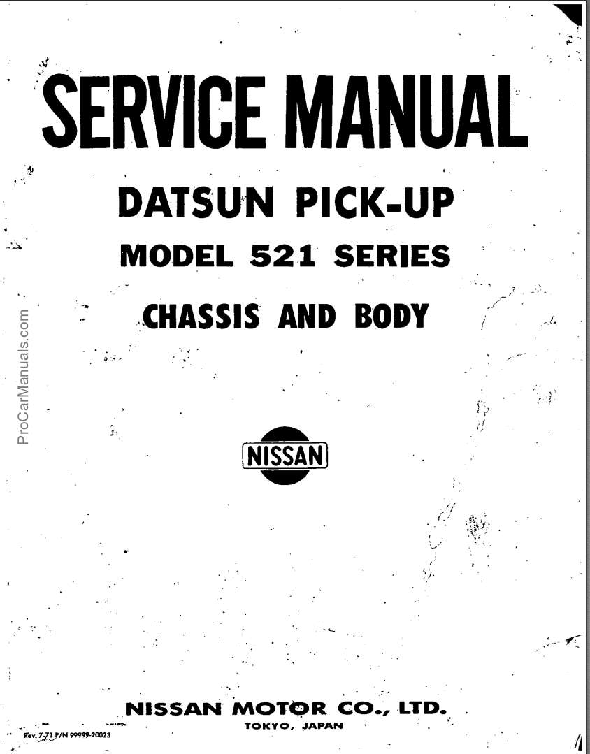Datsun Pick-up Model 521 Series Service Manual Chassis and Body