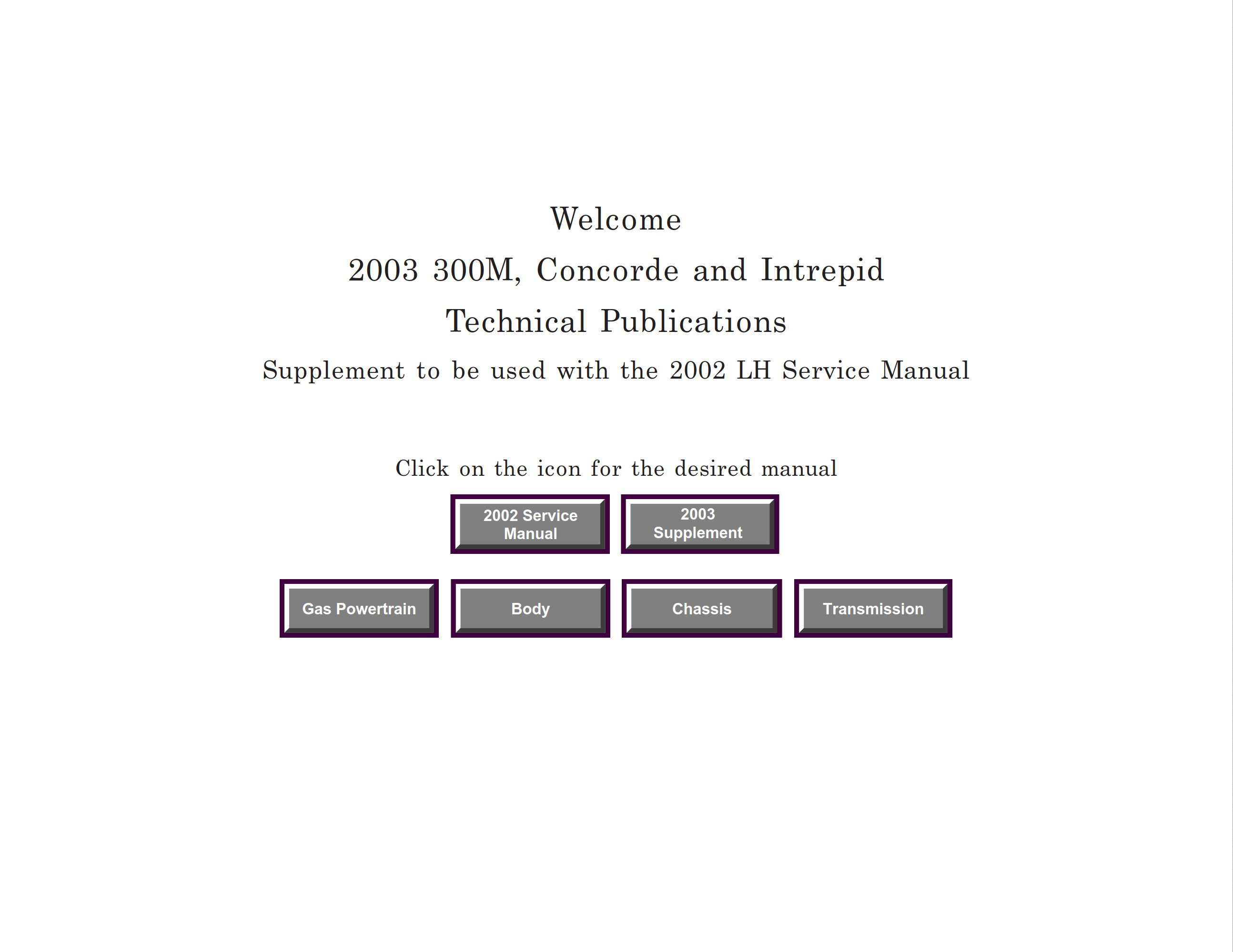 Dodge Chrysler 300M LHS Concorde And Intrepid 2003 Service Manual