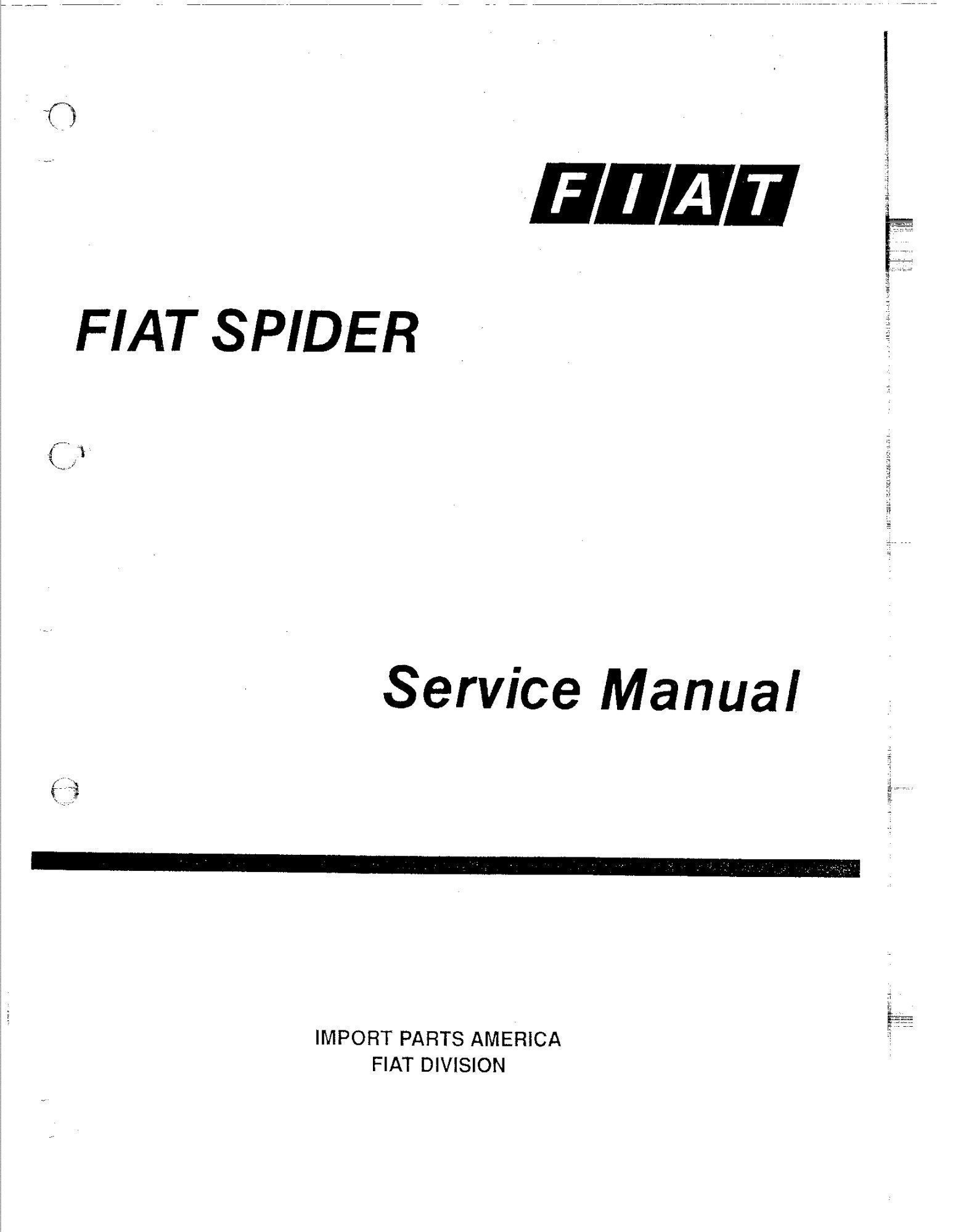 Fiat 124 Spider 1975 1982 Service Manual PDF for FREE