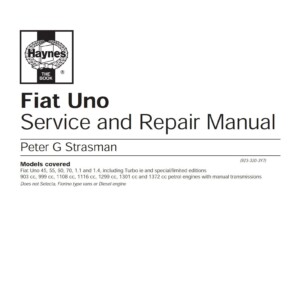 Fiat Uno Petrol 1983 - 1995 Haynes Service Repair Manual