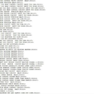 Geely Hitachi ENGINE TROUBLE CODES