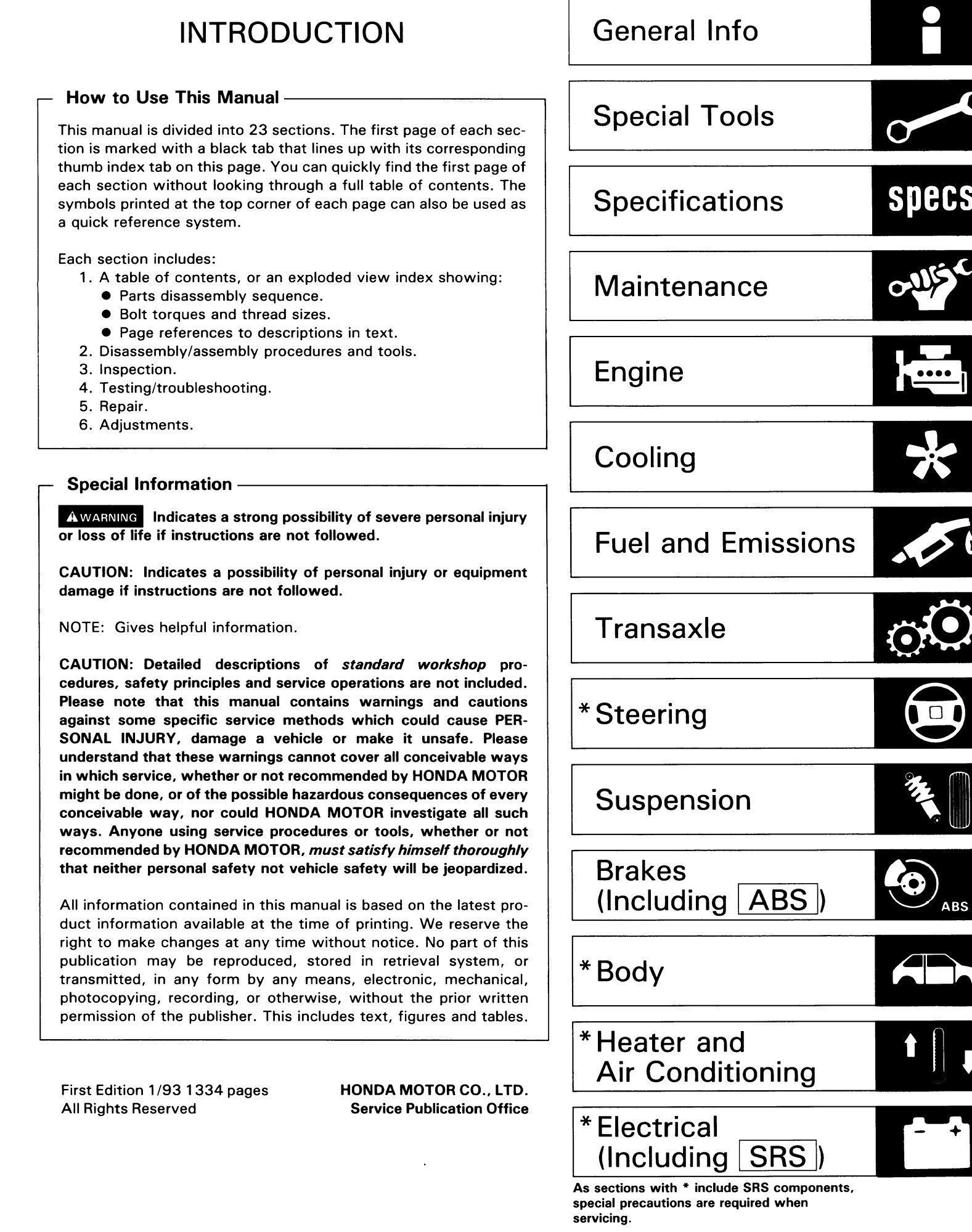 thumbnail interactive-video image 1 of 1992 Honda Accord Shop Service Repair Manual - Engine Drivetrain Electrical - Bishko 10346 1 of 2