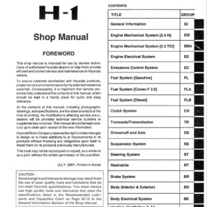 Hyundai H-1 2001 Service Repair Manual