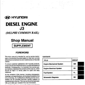 Hyundai Terracan J3 Delphi Diesel Engine Service Repair Manual