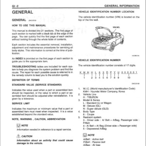 Hyundai Tiburon Coupe Service Repair Manual