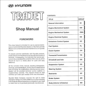 Hyundai Trajet Workshop Repair Manual