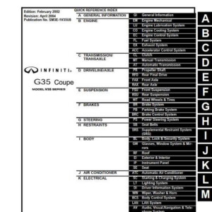 Infiniti G35 Coupe Model V35 Series 2003 Service Manual