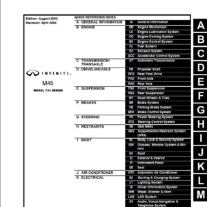 Infiniti M45 Model Y34 Series 2003 Factory Service Manual
