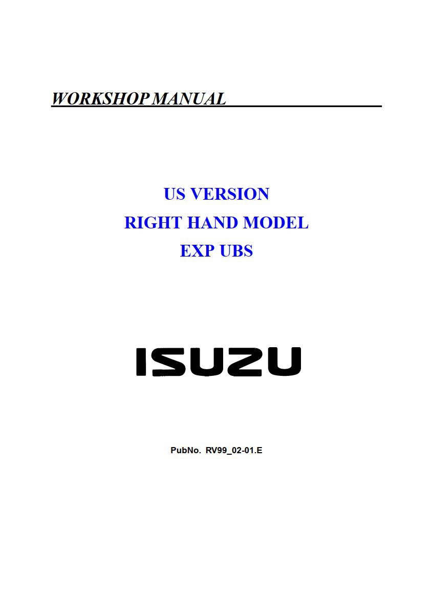 Isuzu Holden Opel Frontera UE RIGHT HAND MODEL 1999 - 2001 Factory Repair Manual