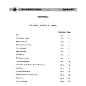 Lotus Elise 2001 Service Repair Manual